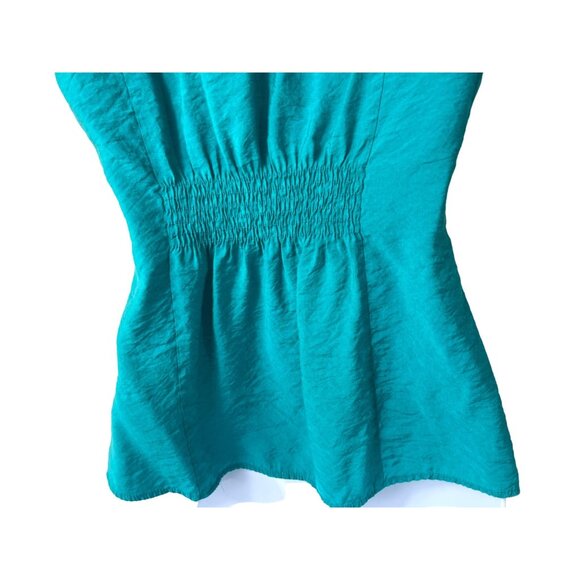 Cotton Express Small  Green Short Sleeve Top V-Neck 24b - Picture 5 of 11